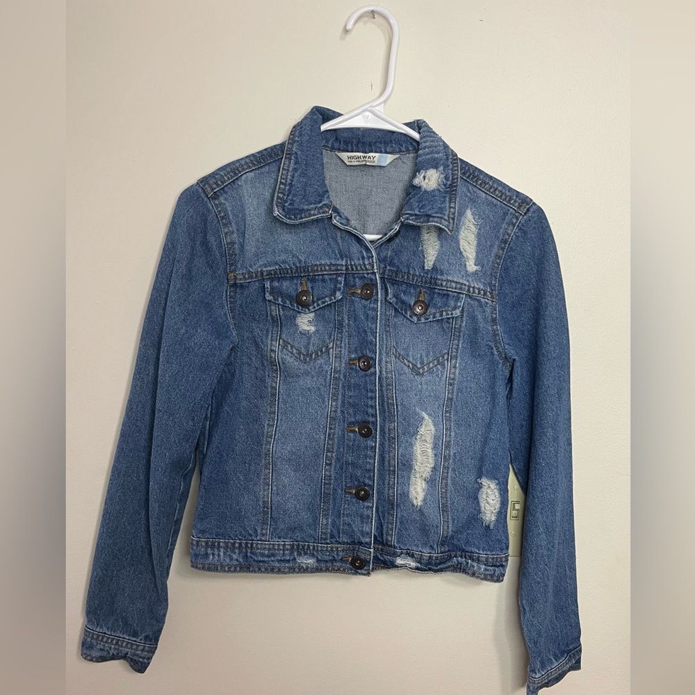 Highway Women’s Jean Denim Distressed Jacket Short Sz Small. - Picture 15 of 16